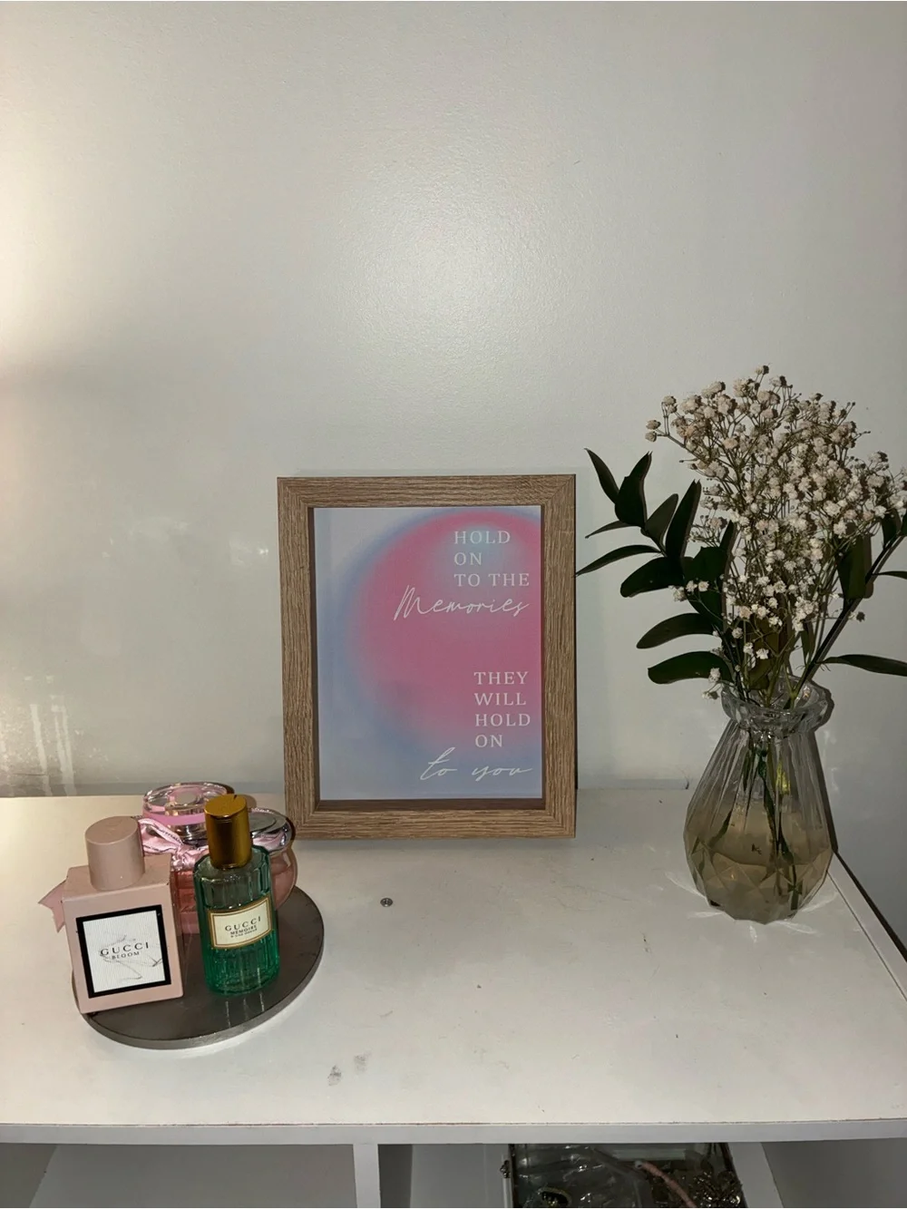 Wooden Framed Pink Room Decor Wall Art